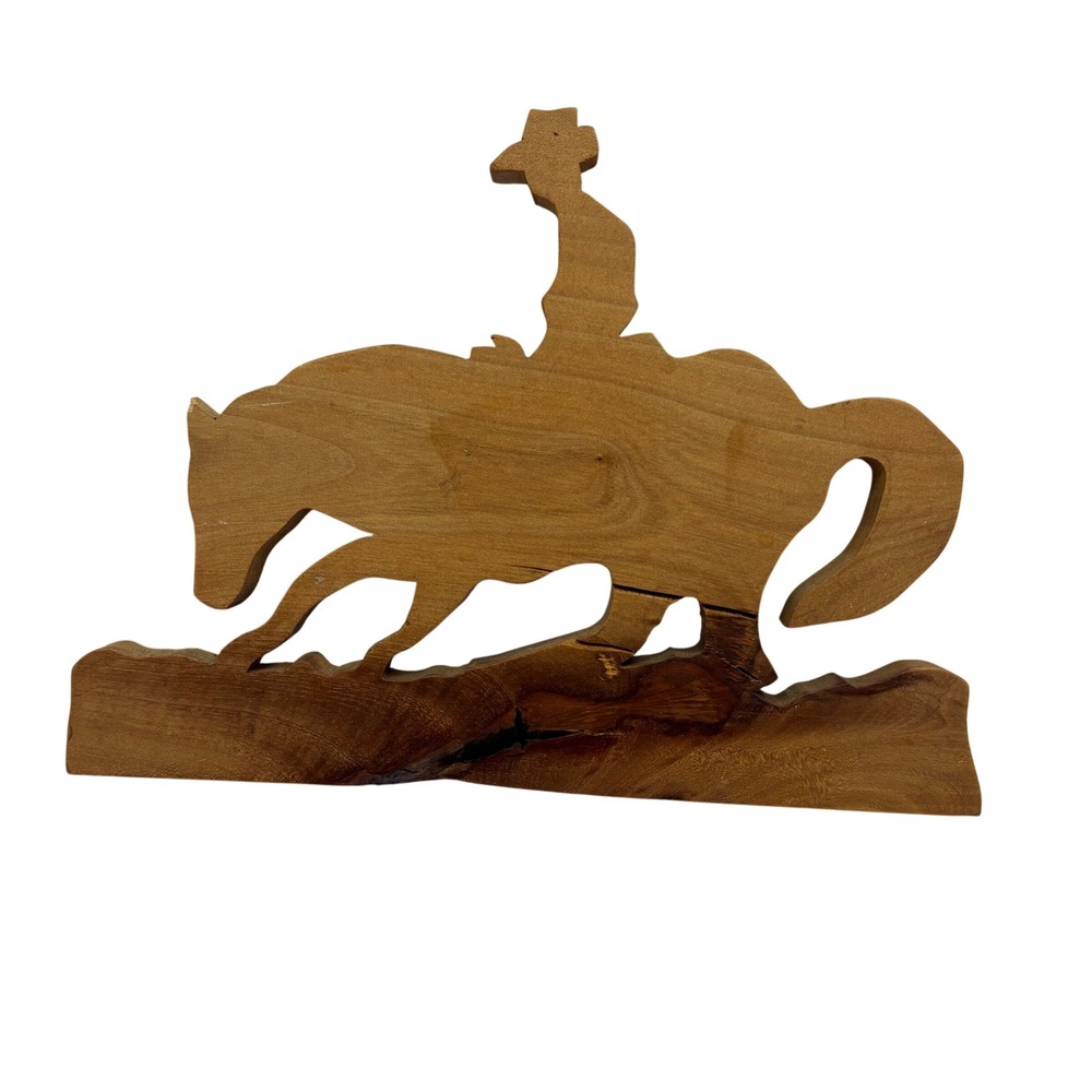 Stan's Wood Crafts Cowboy Horse Rider Silhouette Wooden Wall Plaque Folk Art